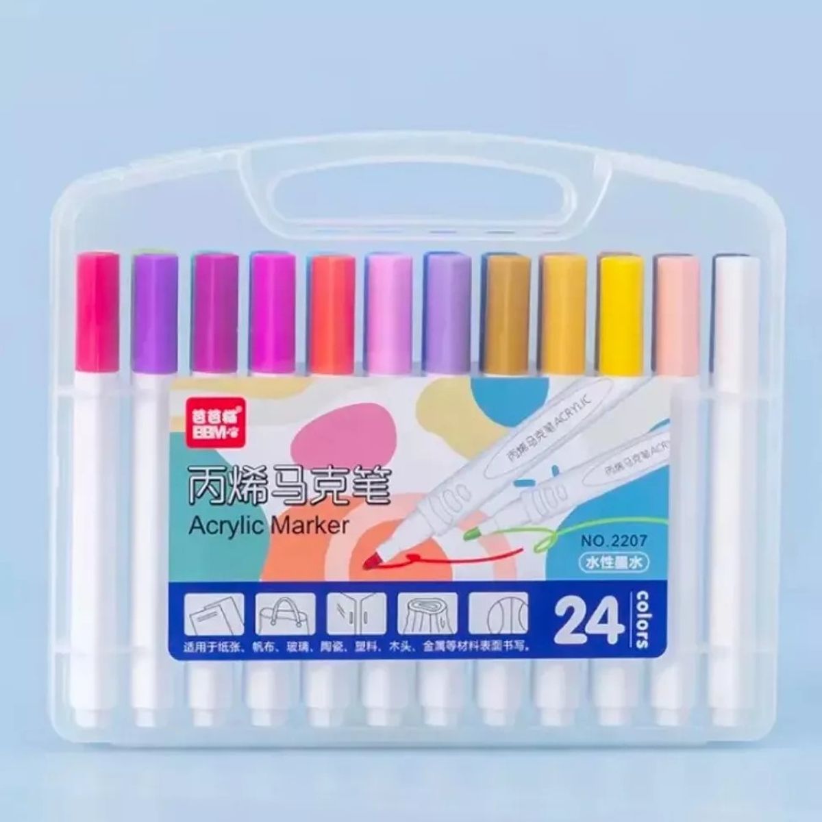 MUNDO MAGIA - Lápices Acrílicos Marcadores 24 Colores Acrylic Paint Marke