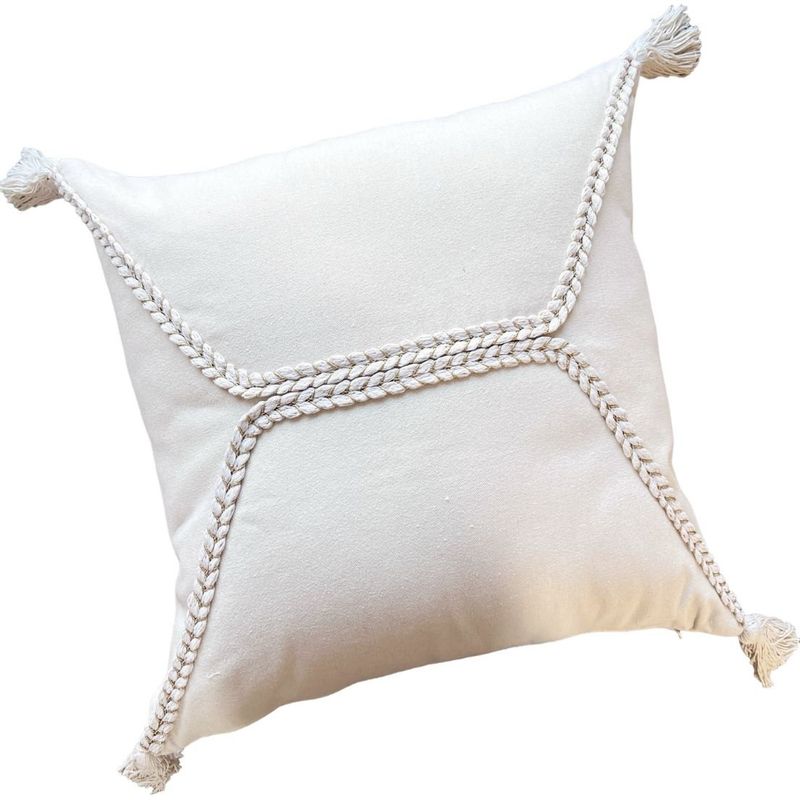 MANDIRHOME - Funda de Cojín Trenza Crudo Cruadrada