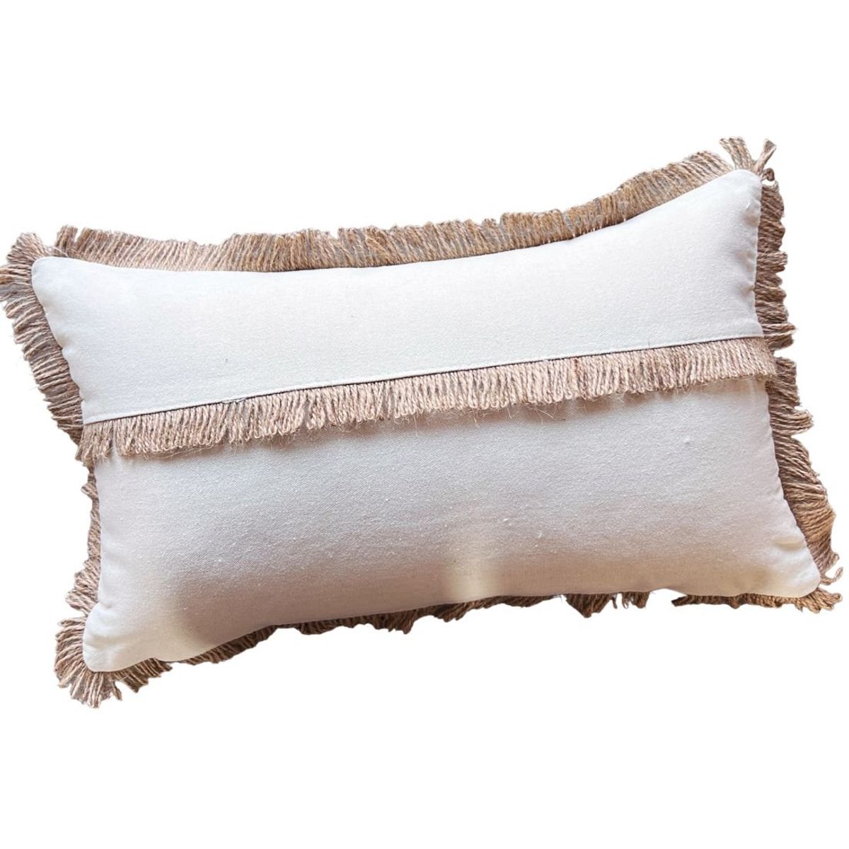 MANDIRHOME - Funda de Cojín Natural Rústico Lino Yute Fleco Rectangular