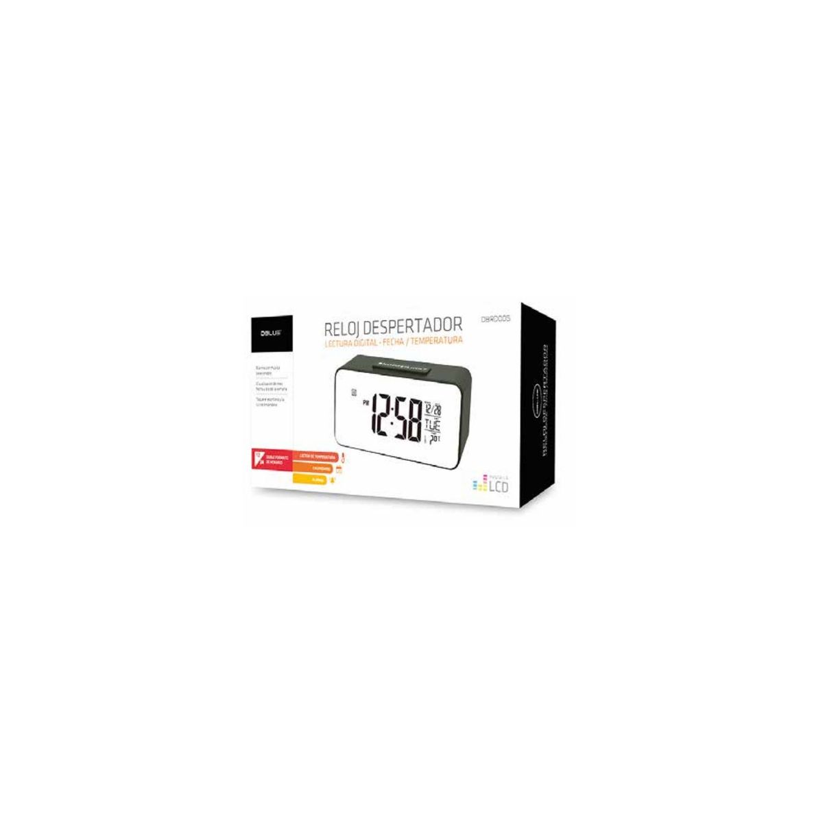 DBLUE - Reloj Despertador Digital Pantalla Lcd Color Negro - SC