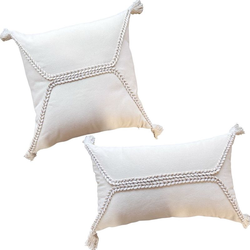 MANDIRHOME - COMBO FUNDAS Trenza Crudo Cuadrada X2