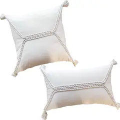 MANDIRHOME - COMBO FUNDAS Trenza Crudo Cuadrada X2