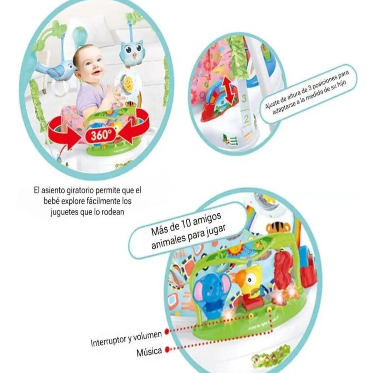 GENERICO - Silla Arnés Saltarín Rosa con Accesorios