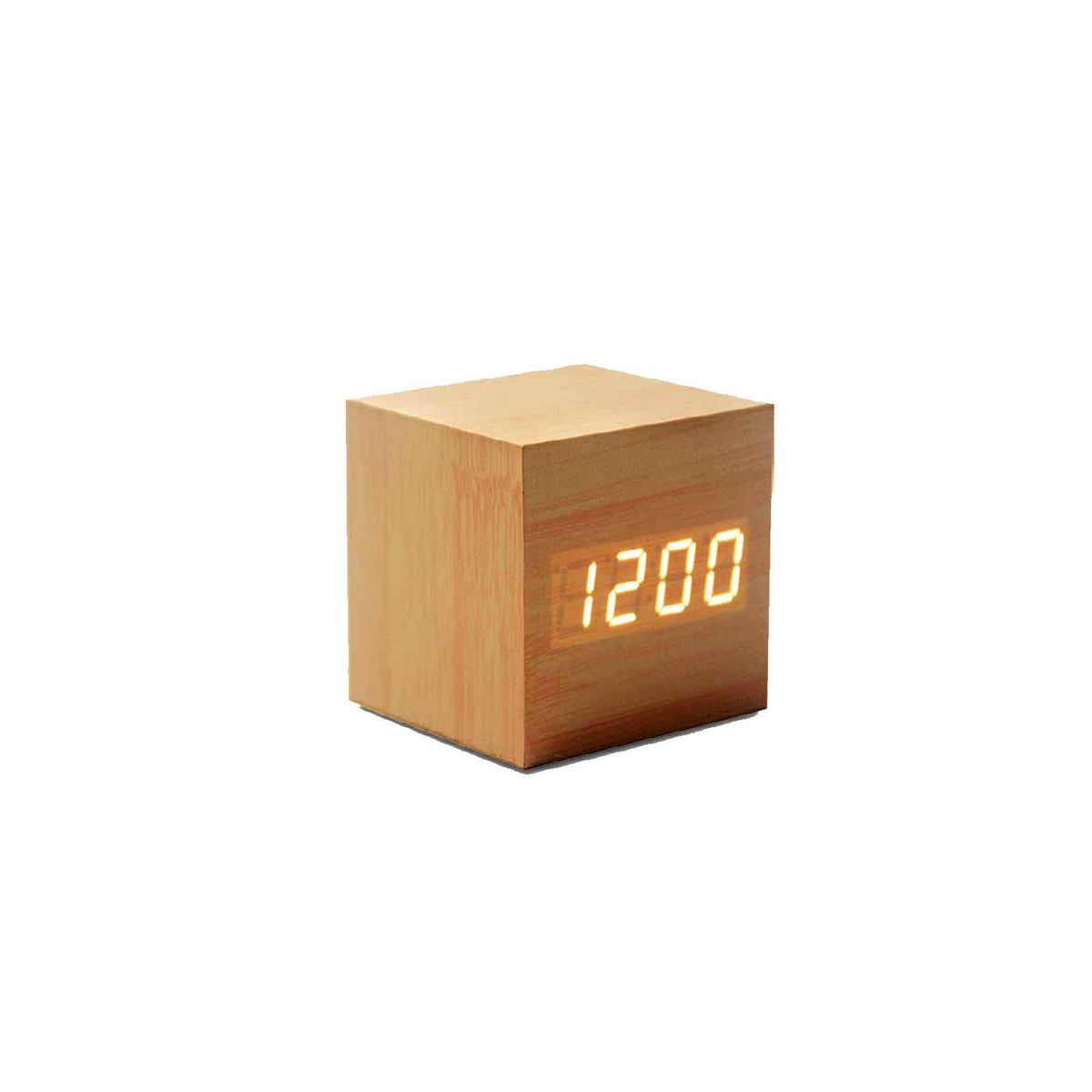 TECNOLAB - Reloj Despertador Cubo De Madera Digital Pantalla Led - SC