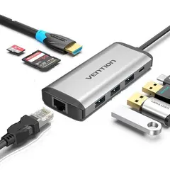 VENTION - Adaptador Hub Usb C 8 En 1 3.1 - Hdmi 4k / Rj45 / USB / Pd