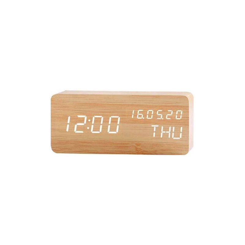 TECNOLAB - Reloj Despertador De Madera Con Pantalla Digital - SC