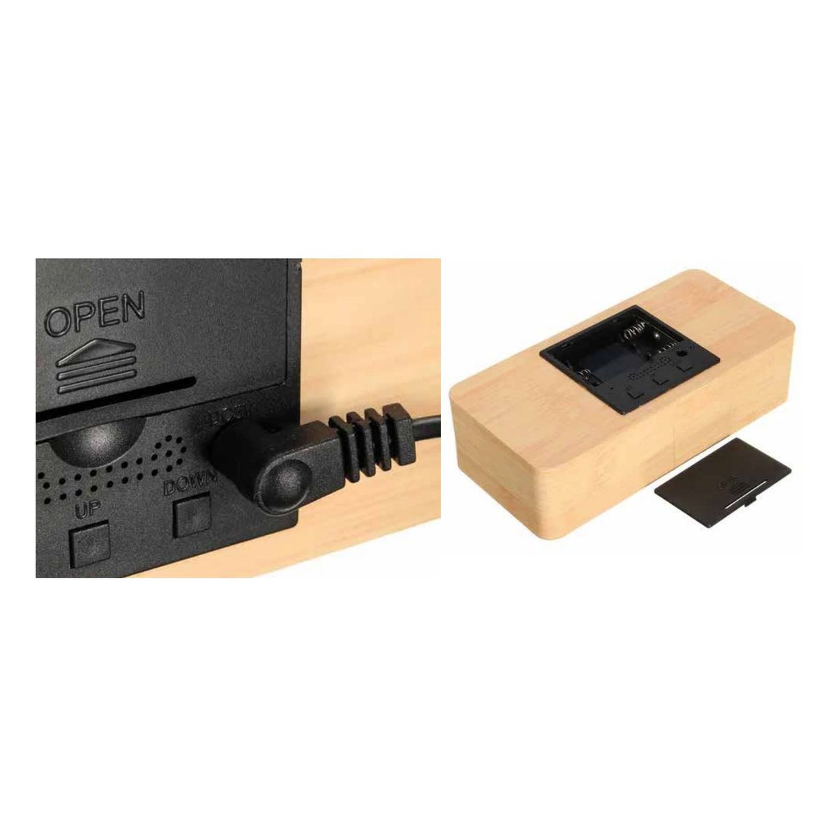 TECNOLAB - Reloj Despertador De Madera Con Pantalla Digital - SC