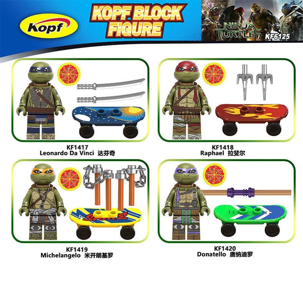 GENERICO - Set 12 Figuras Tortugas Ninja bloques de construcción