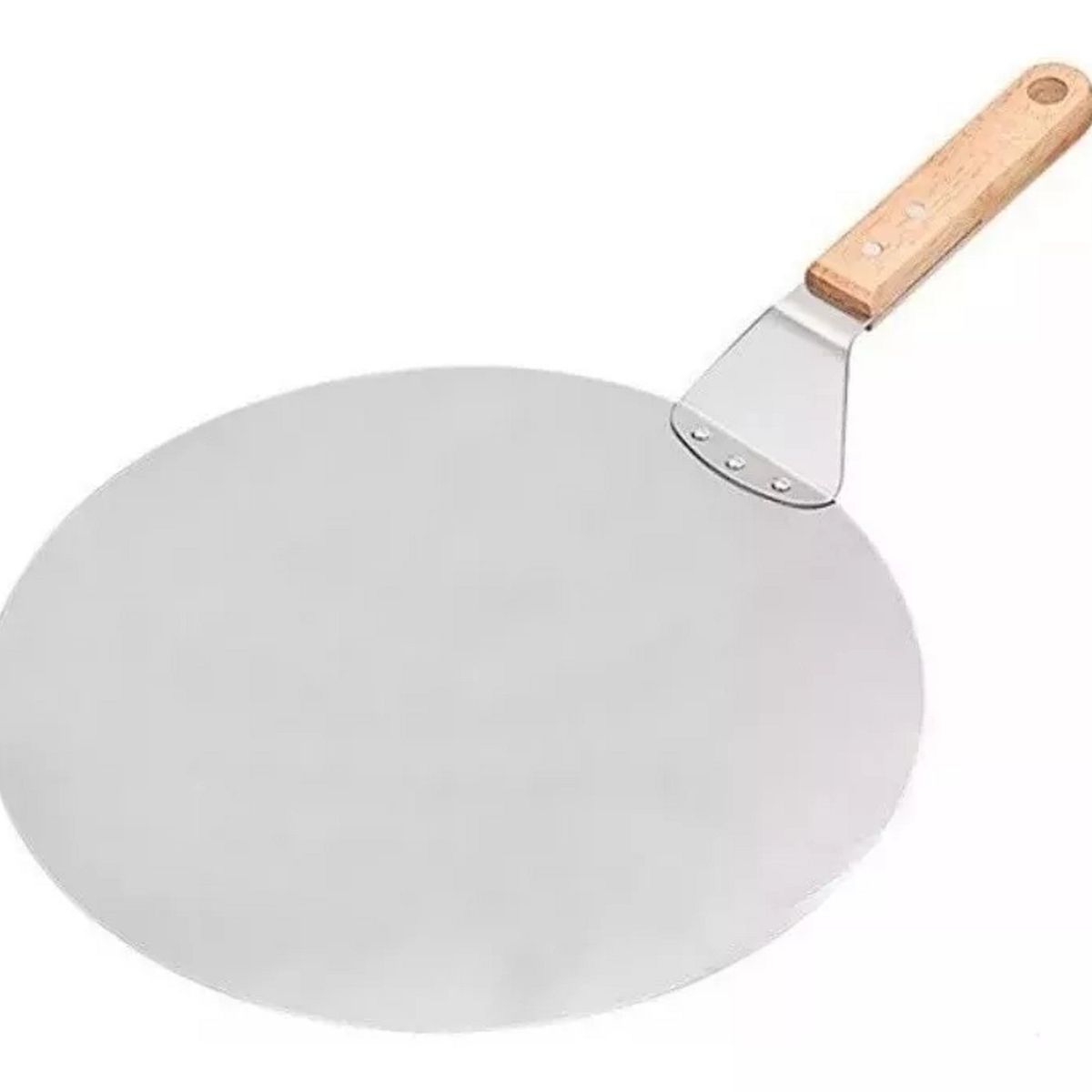 GENERICO - Pala De Pizza Redonda 30 Cm Acero Inox Con Mango De Madera