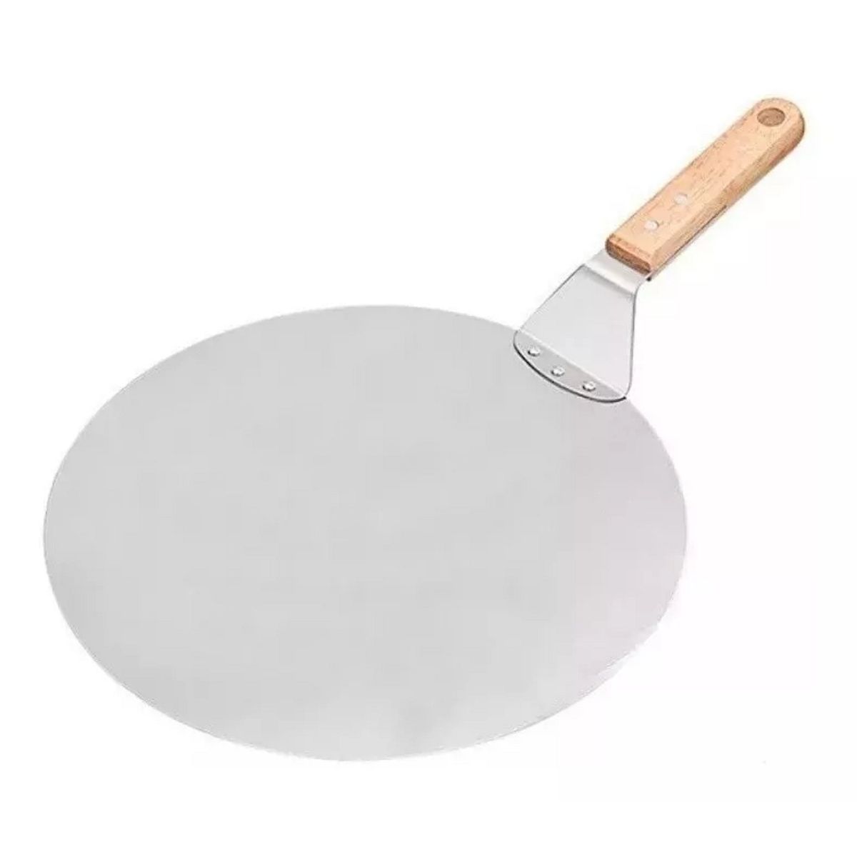 GENERICO - Pala De Pizza Redonda 30 Cm Acero Inox Con Mango De Madera