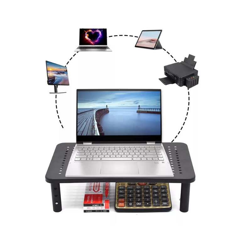 GENERICO - Soporte Para Monitor De 3 Alturas Con Plataforma De Malla