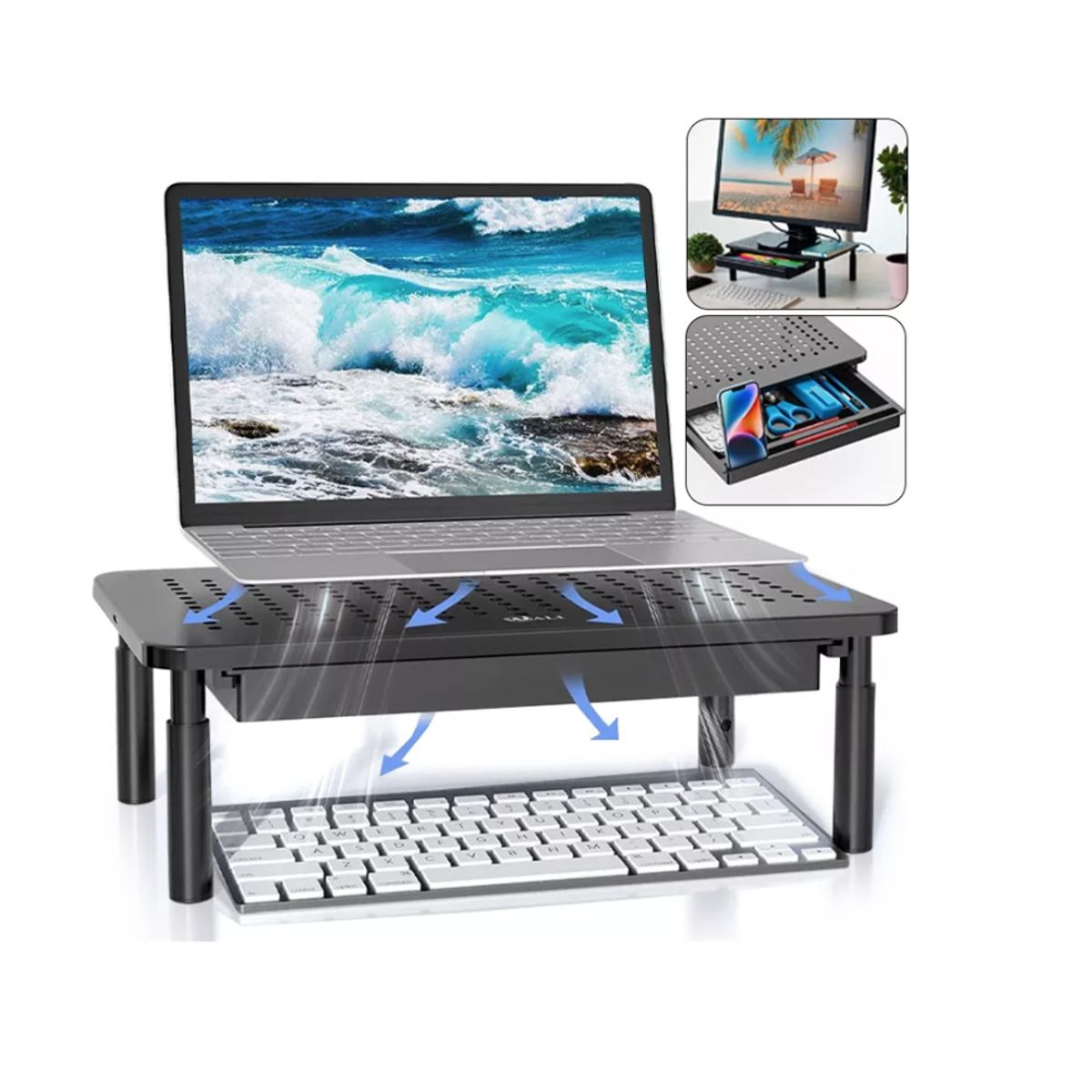 GENERICO - Base Monitor Soporte 3alturas Notebook Pc