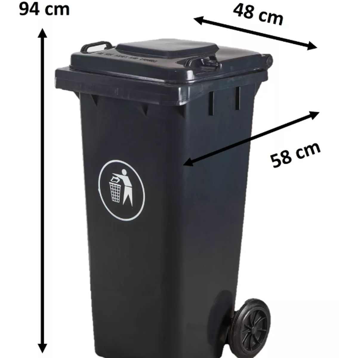LERNEN - Basurero Contenedor De Basura 120 Litros Con Ruedas Color Negro