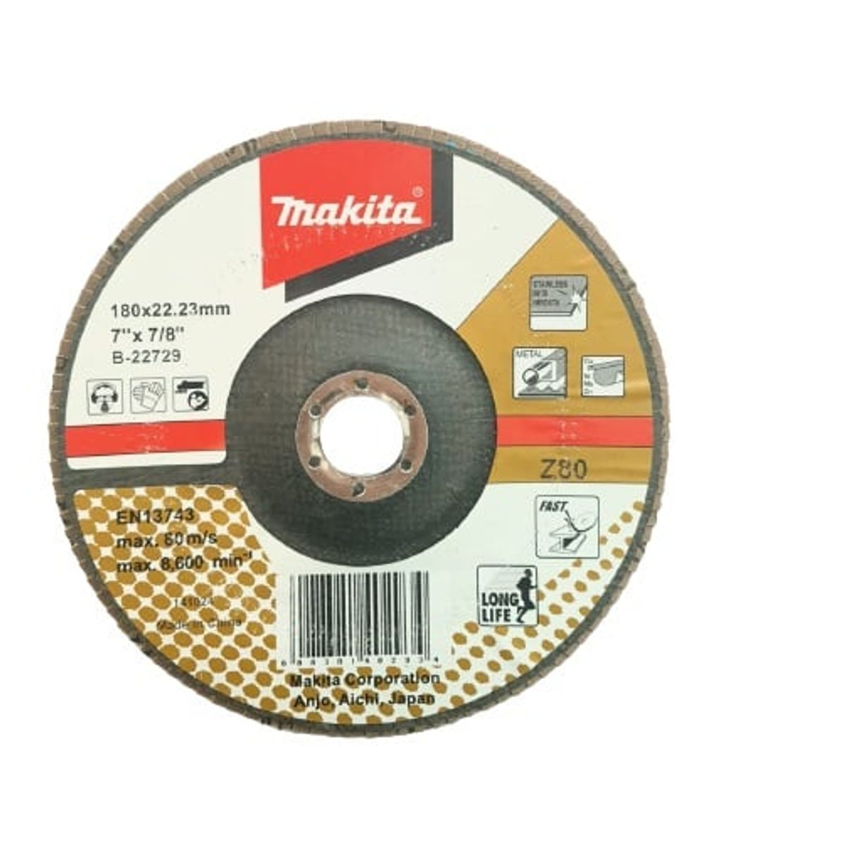 MAKITA - Disco flap de zirconia de aluminio para esmeril 180 mm Makita B-22729