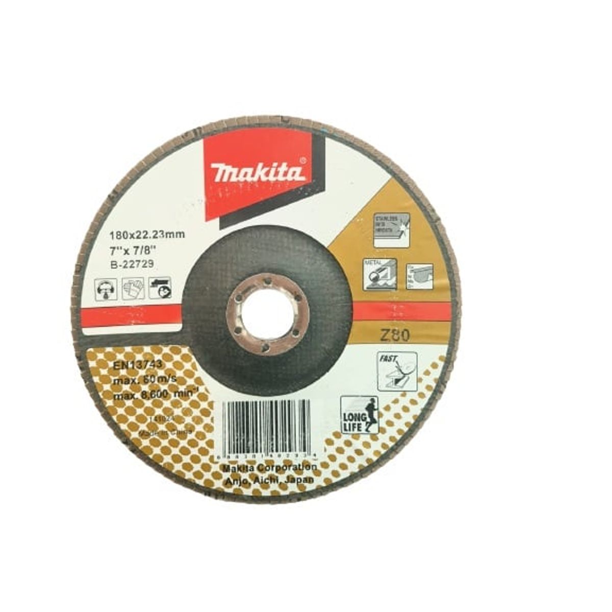 MAKITA - Disco flap de zirconia de aluminio para esmeril 180 mm Makita B-22729