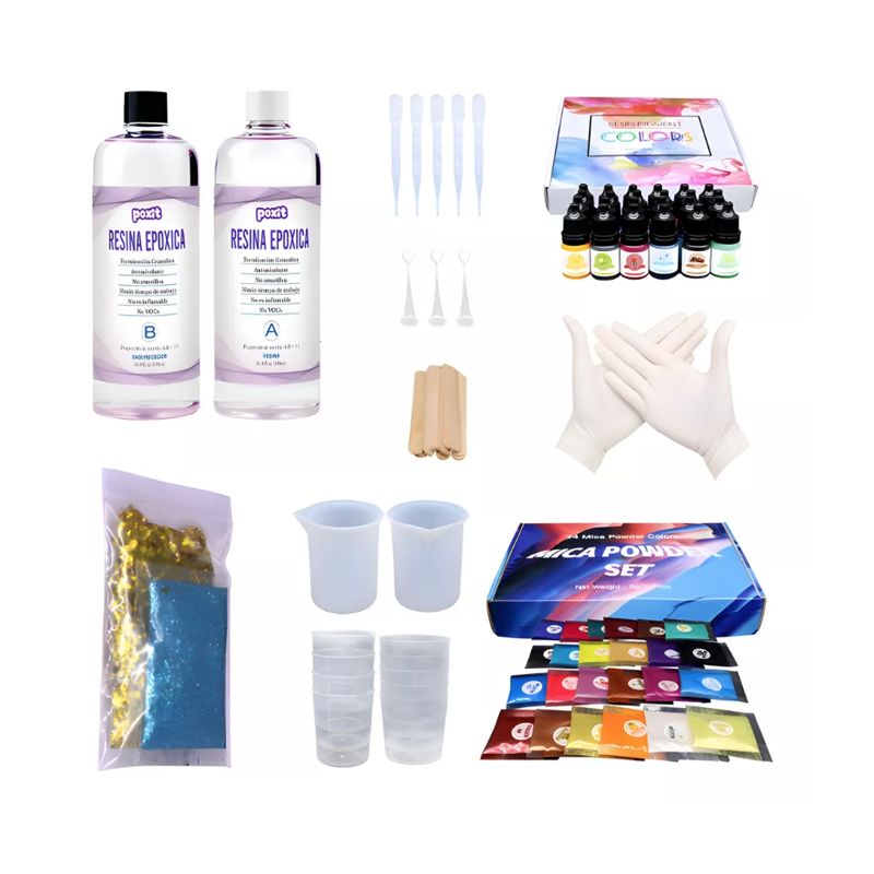 GENERICO - Kit Resina Epóxica Cristal 11 472ml +accesorios +pigmentos