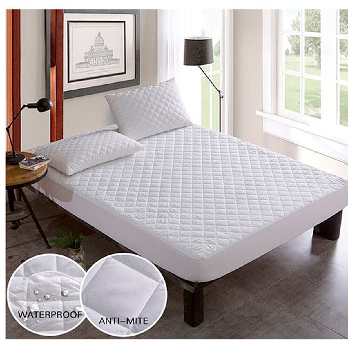 DEWINNER - Cubre colchon impermeable hipoalergenico 15 blanco