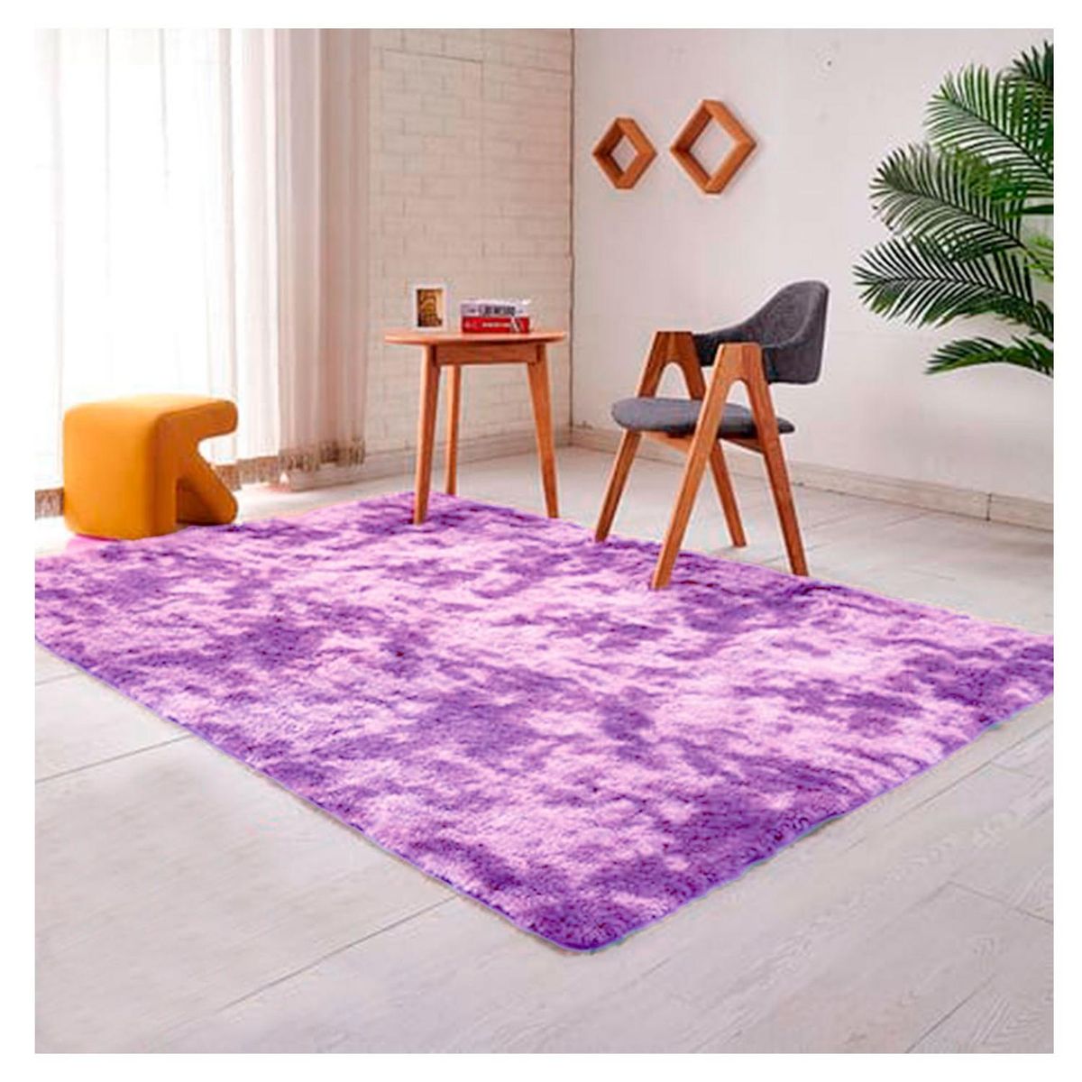 GENERICO - Alfombra Peluda Decorativa Hogar Diseño Jaspeado 300x200 - Lila