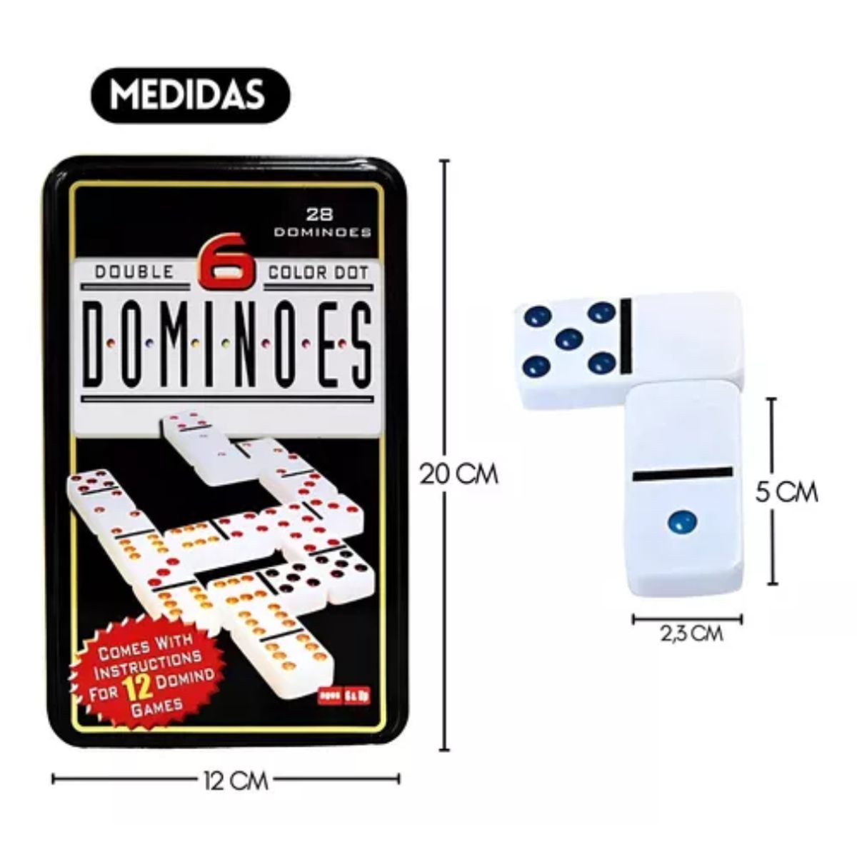 GENERICO - Dominó Doble De 6 Puntos De Color Juego De 28 Piezas
