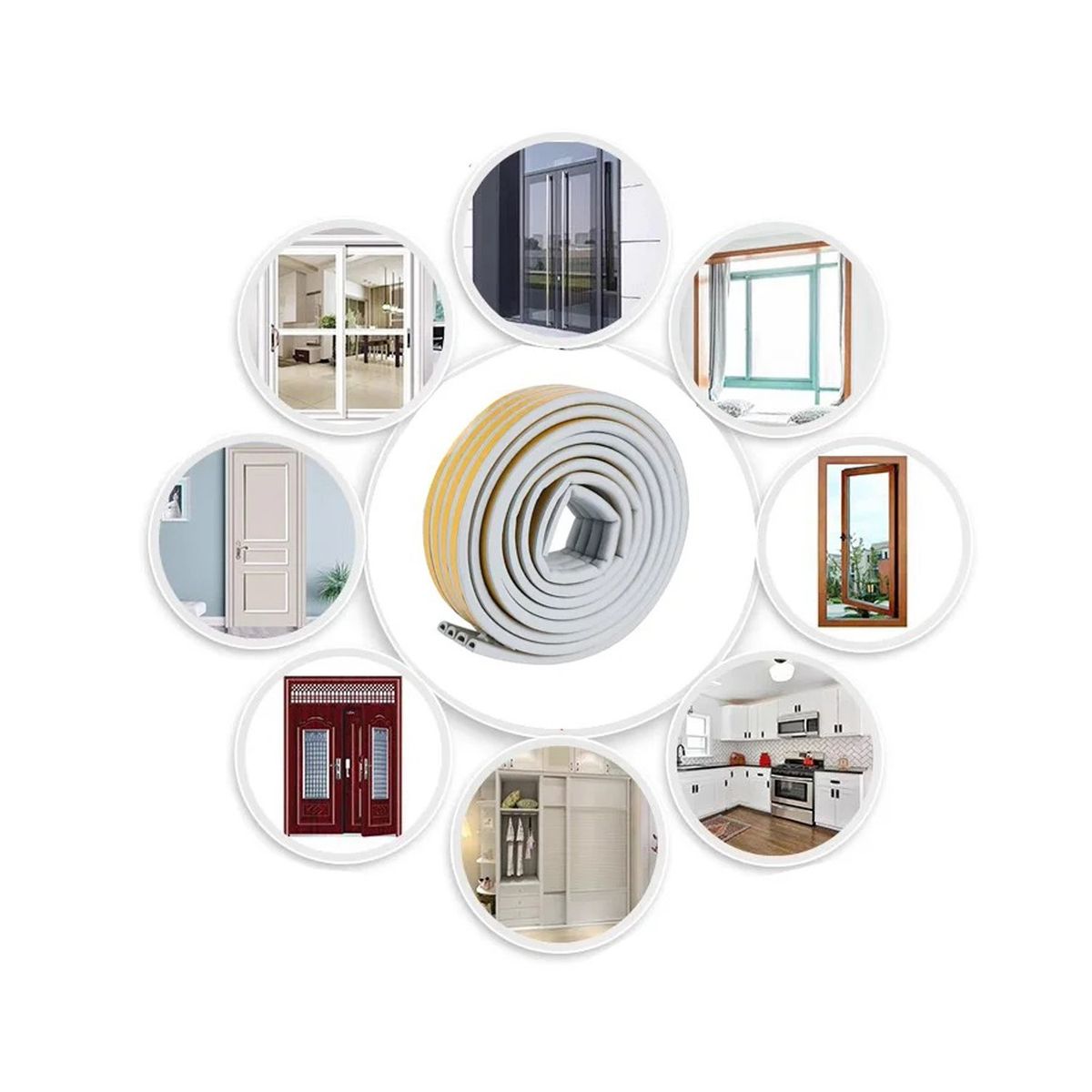 GENERICO - Burlete Cinta 5 Mts Aislante Térmico Adhesivo Puerta Ventana