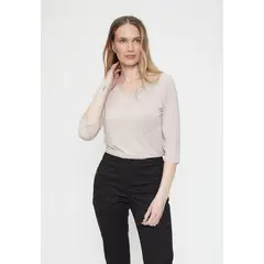 MA GRIFFE - Polera Manga Larga Beige Mujer Magriffe