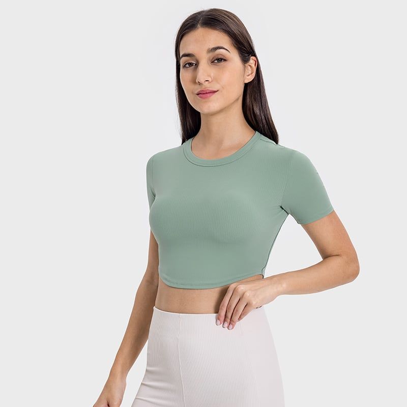 RURUTOTO - Polera Manga Corta Deportiva Fitted Fit Mujer Negro
