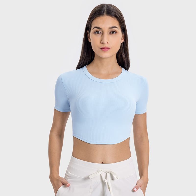 RURUTOTO - Polera Manga Corta Deportiva Fitted Fit Mujer Negro
