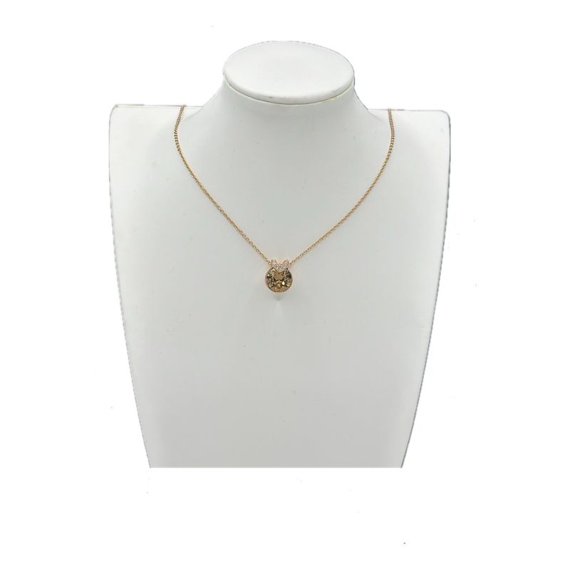 GENERICO - Collar Punto Luz Cristal Ambar Circones Baño Oro Rosa 18 Kl