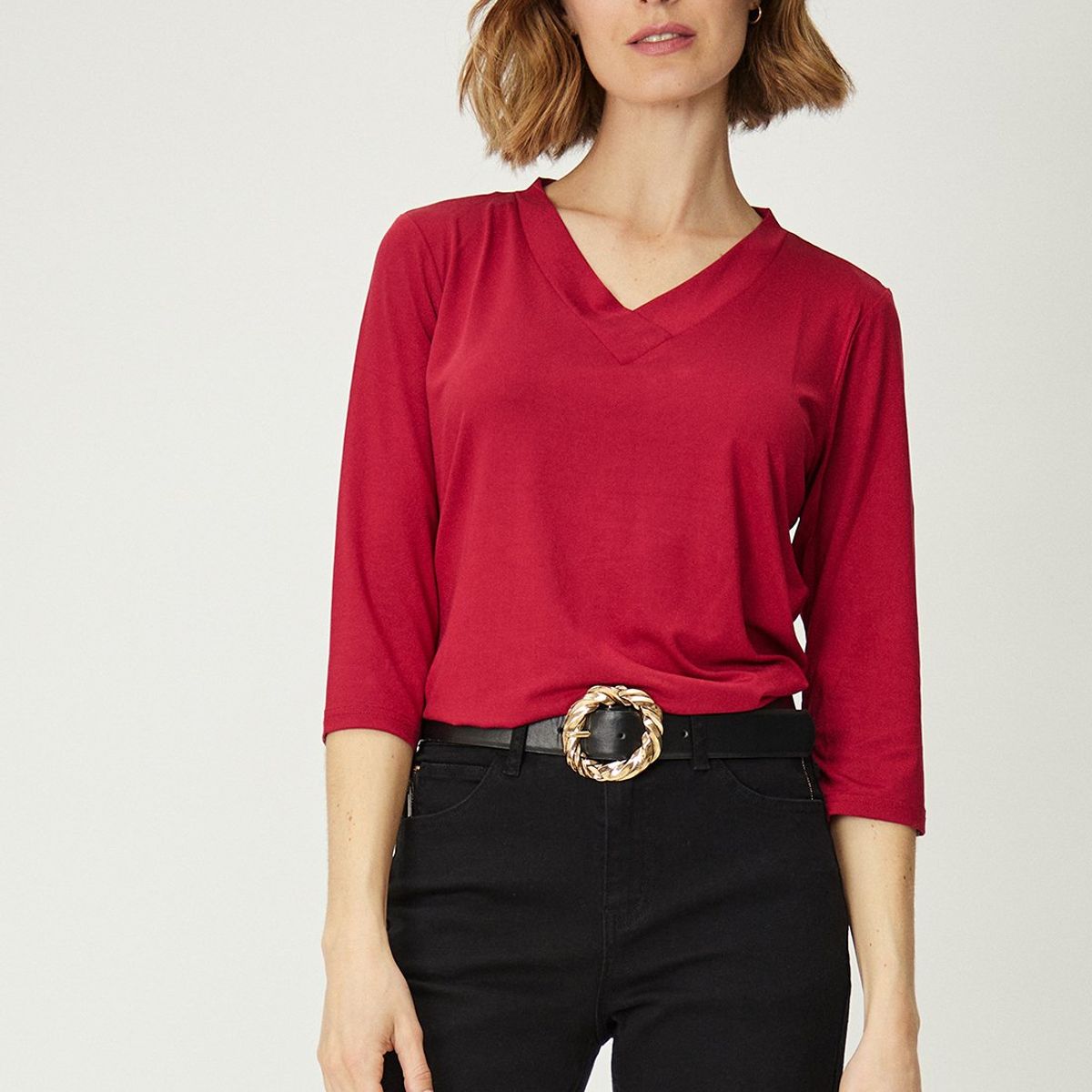 MA GRIFFE - Polera Manga Larga Fucsia Mujer Magriffe