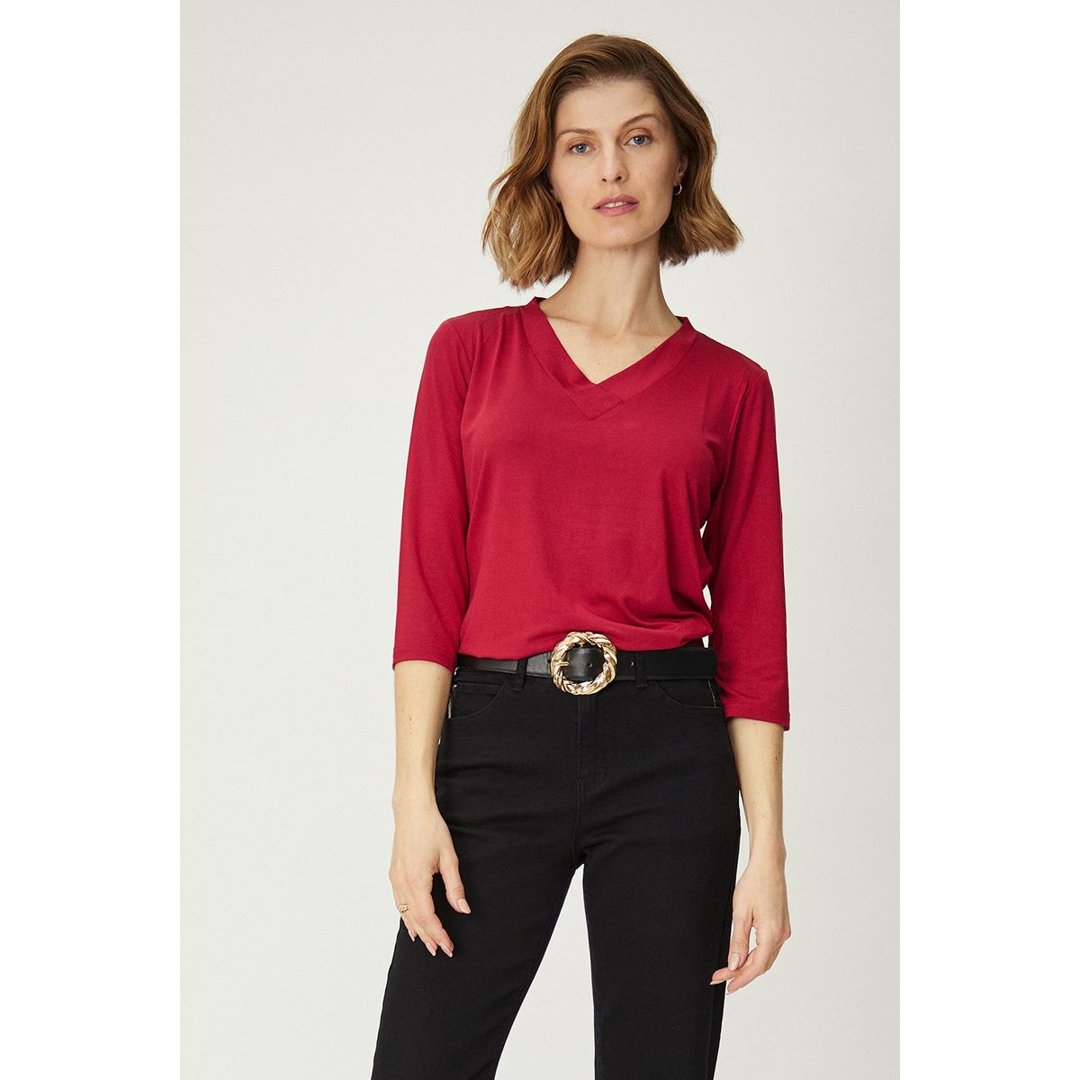 MA GRIFFE - Polera Manga Larga Fucsia Mujer Magriffe