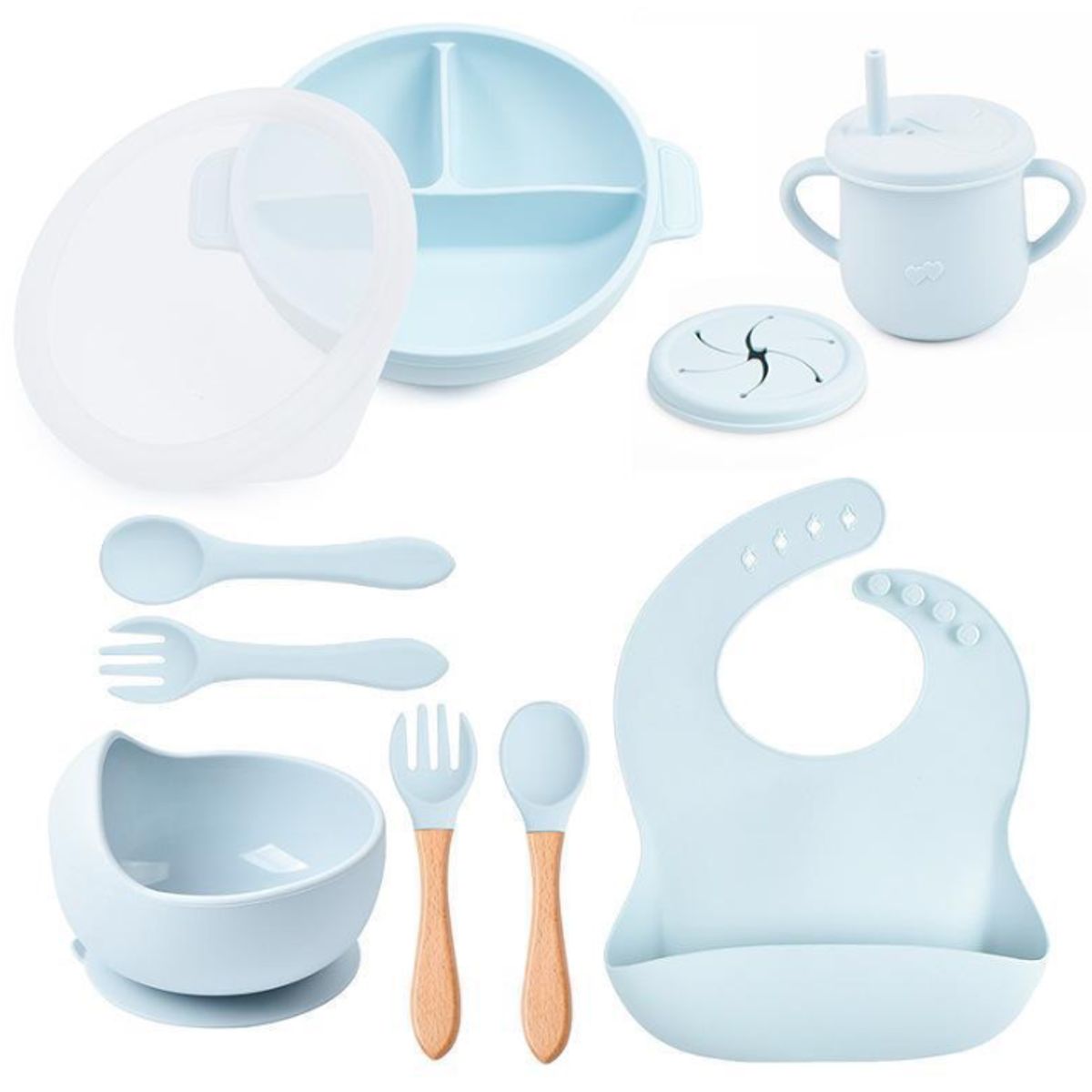 GENERICO - Set de alimentación de silicona celeste