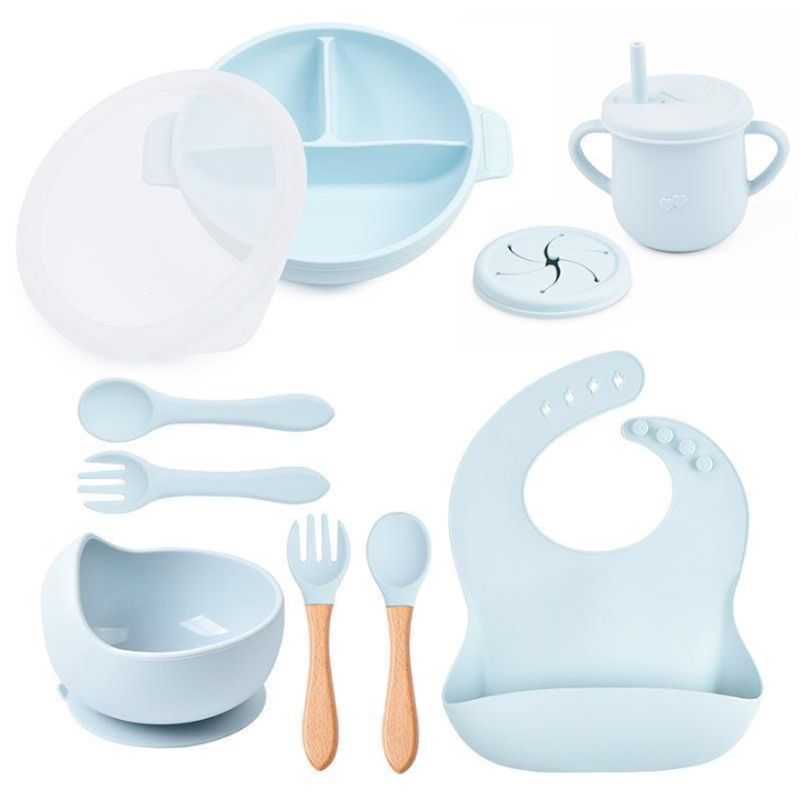 GENERICO - Set de alimentación de silicona celeste