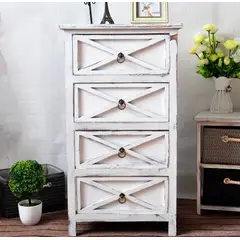 GENERICO - CAJONERA COMODA 4 CAJONES DECAPADO BLANCO