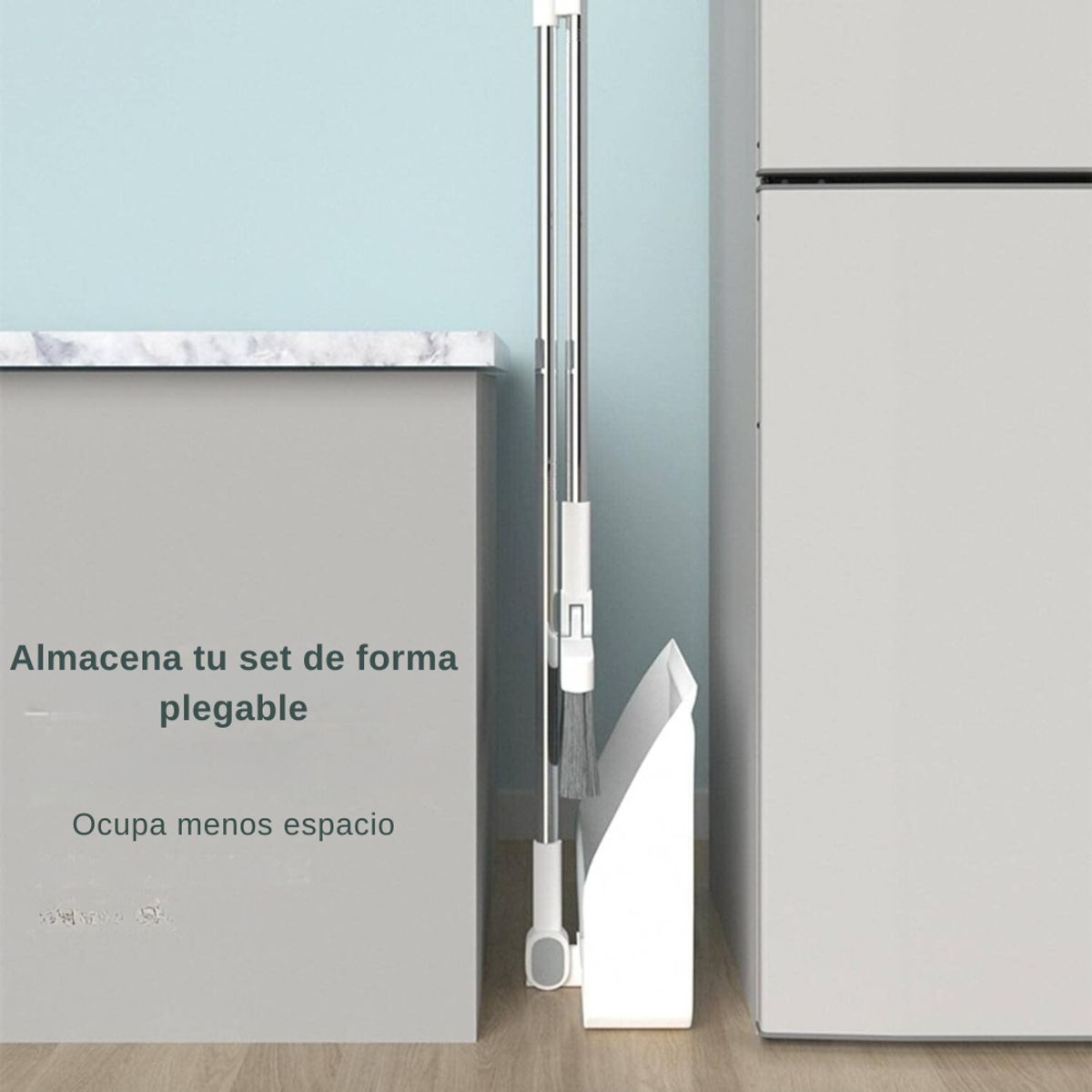 CRUSEC - Set Escoba y Pala Con Dientes Plegable Gira 180 Grados