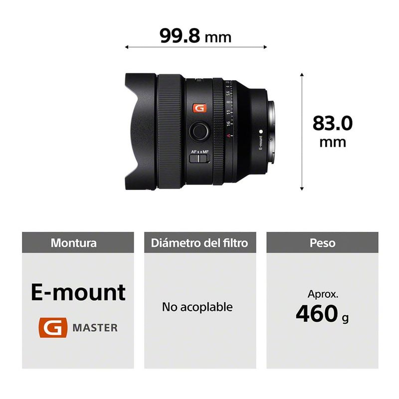 SONY - Lente prime ultra gran angular F18 GM SEL14F18GM