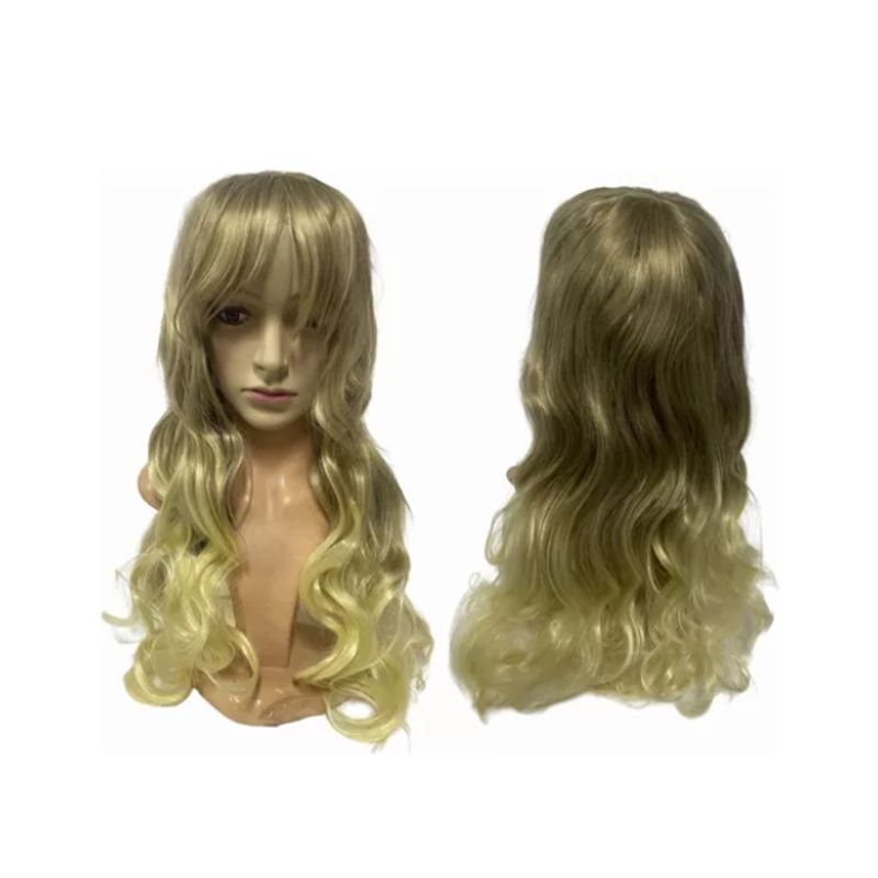 GENERICO - Peluca Larga Kanekalon Ondulado Tonos Muy Naturales 8ah613 castaño con mechas rubias
