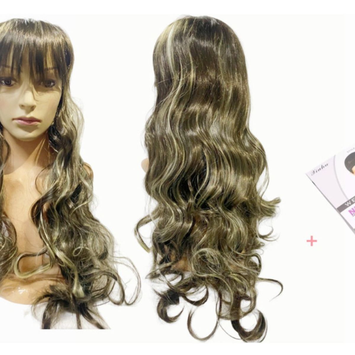 GENERICO - Peluca Larga Kanekalon Ondulado Tonos Muy Naturales 8ah613 castaño con mechas rubias