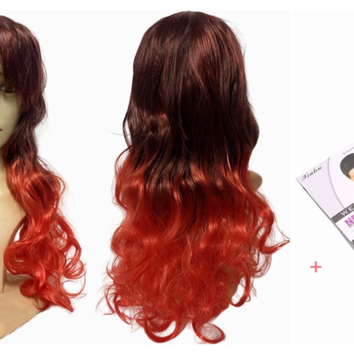 GENERICO - Peluca Larga Kanekalon Ondulado Tonos Muy Naturales 1t113 rojo