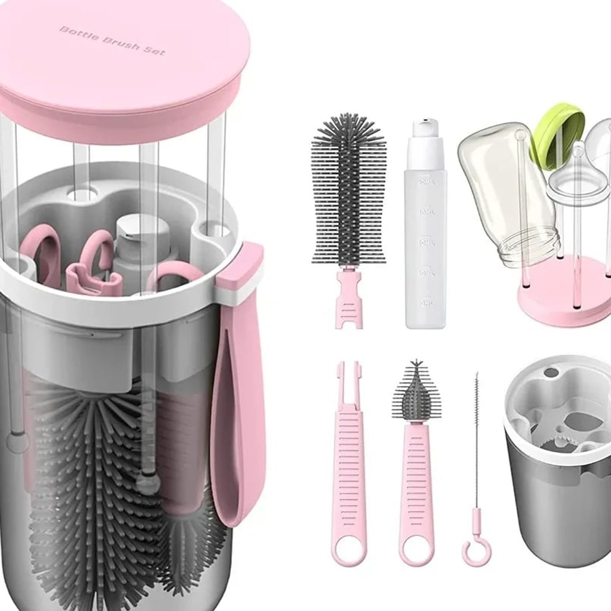 GENERICO - Kit de limpieza de mamaderas rosado