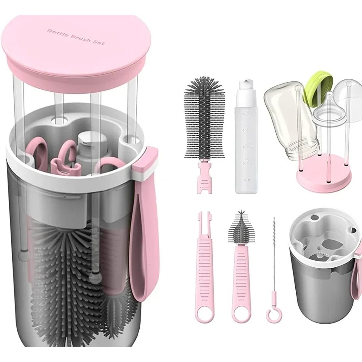 GENERICO - Kit de limpieza de mamaderas rosado