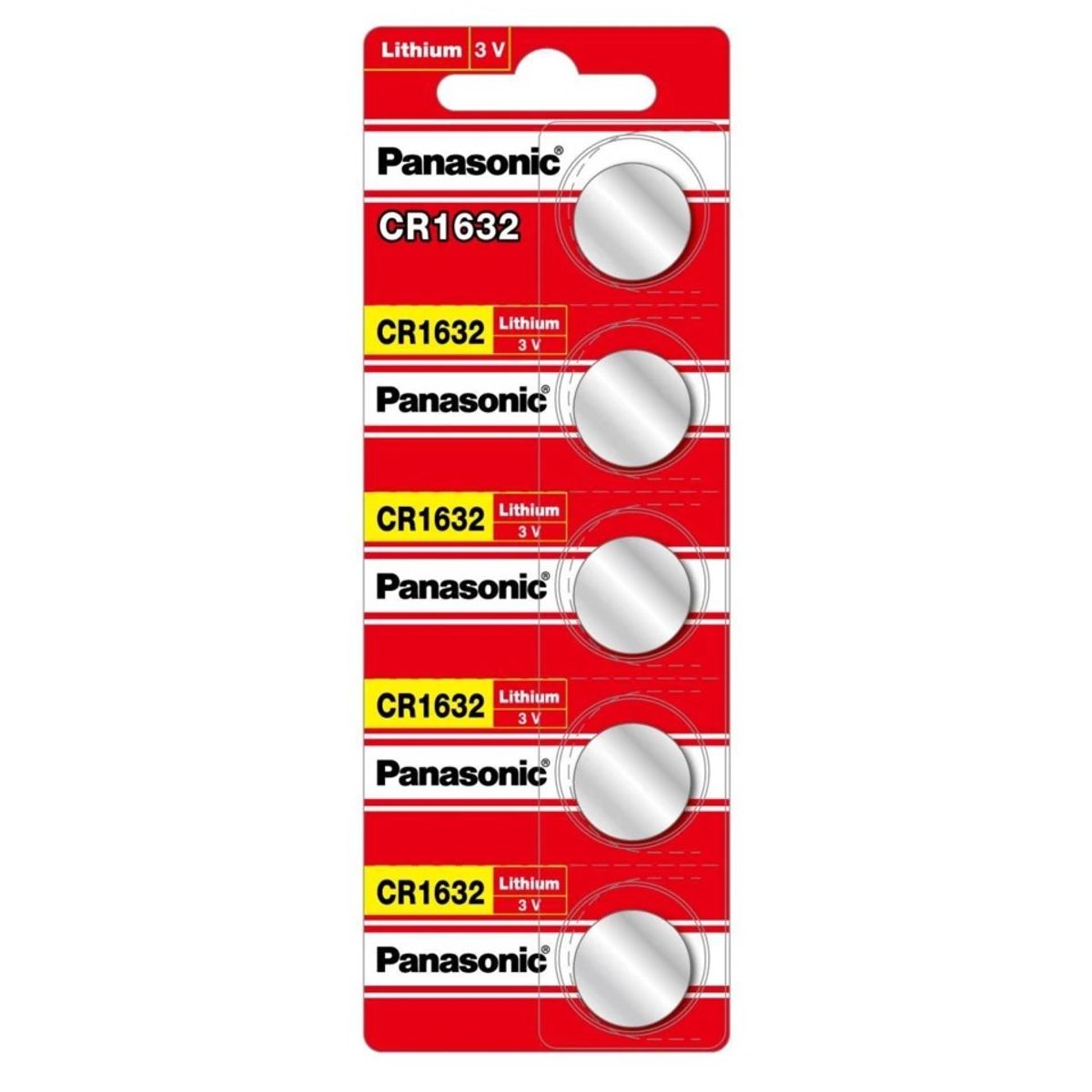 PANASONIC - Pack 5 Pilas Panasonic Botón Litio Cr1632 3V