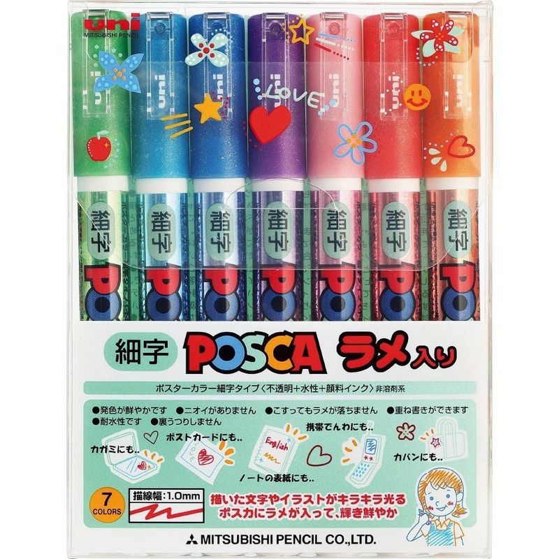GENERICO - Posca Set 7 Colores Glitter 1M