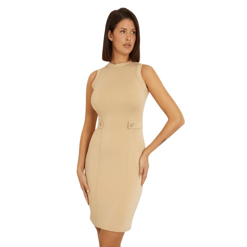GUESS - Vestido Es Sl Scuba Bodycon Dress Beige Guess