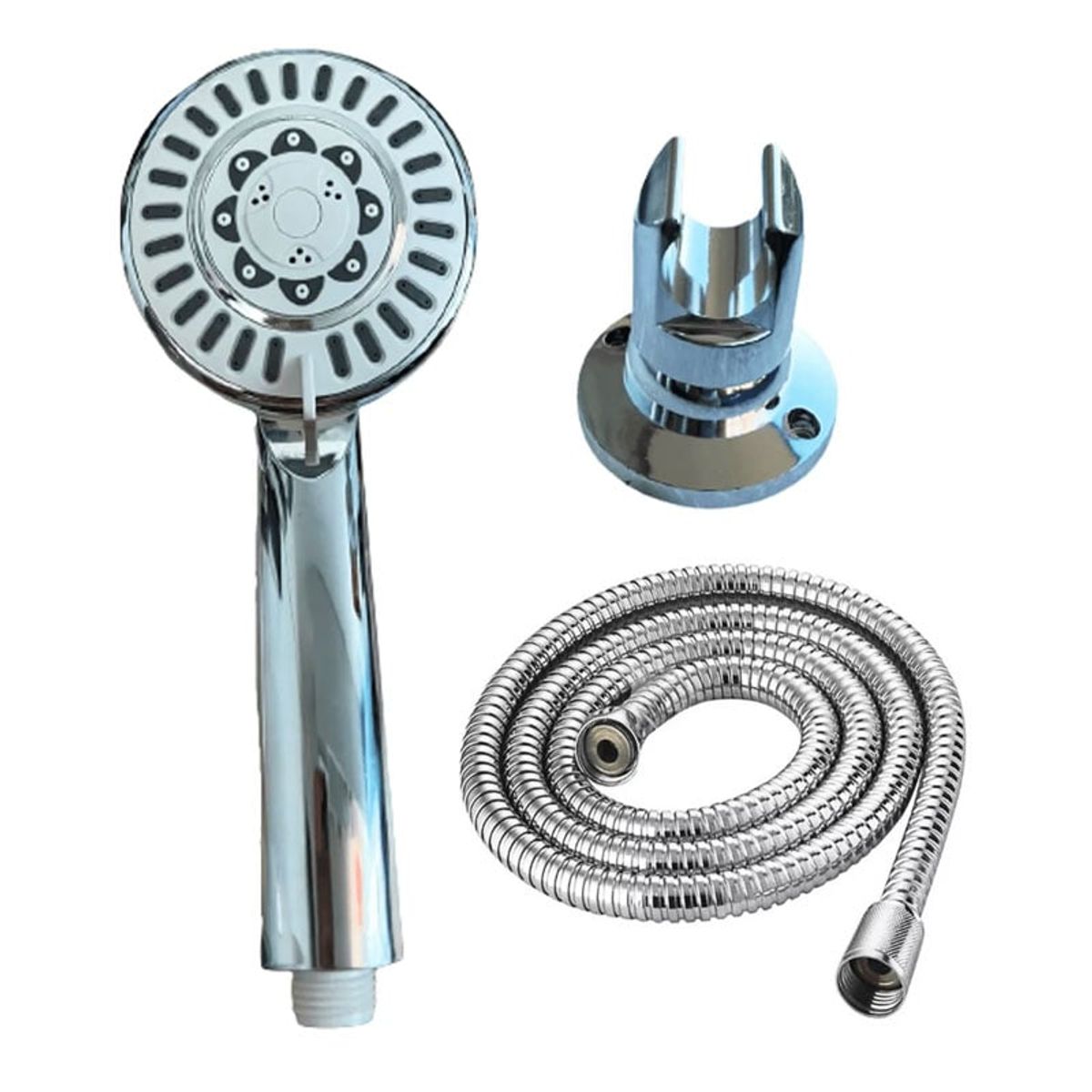 GENERICO - Pack Manguera Flexible 1.5 m + Soporte de Ducha + Mango Ducha - Blanco