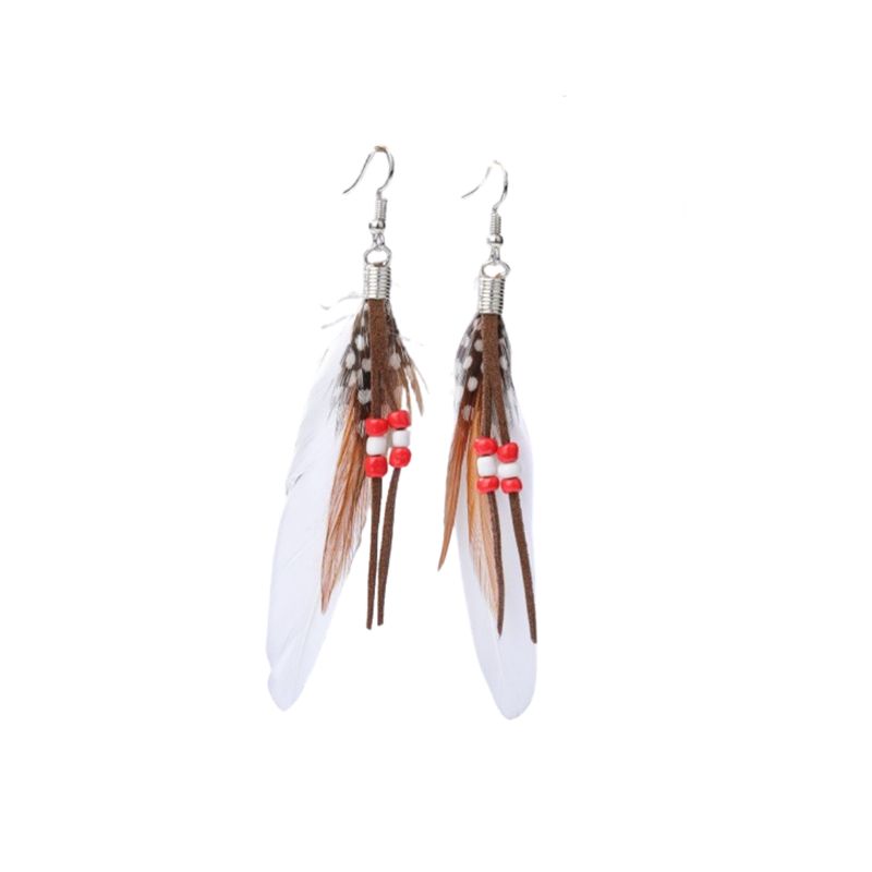 GENERICO - Pendientes largos con diseño de pluma.-