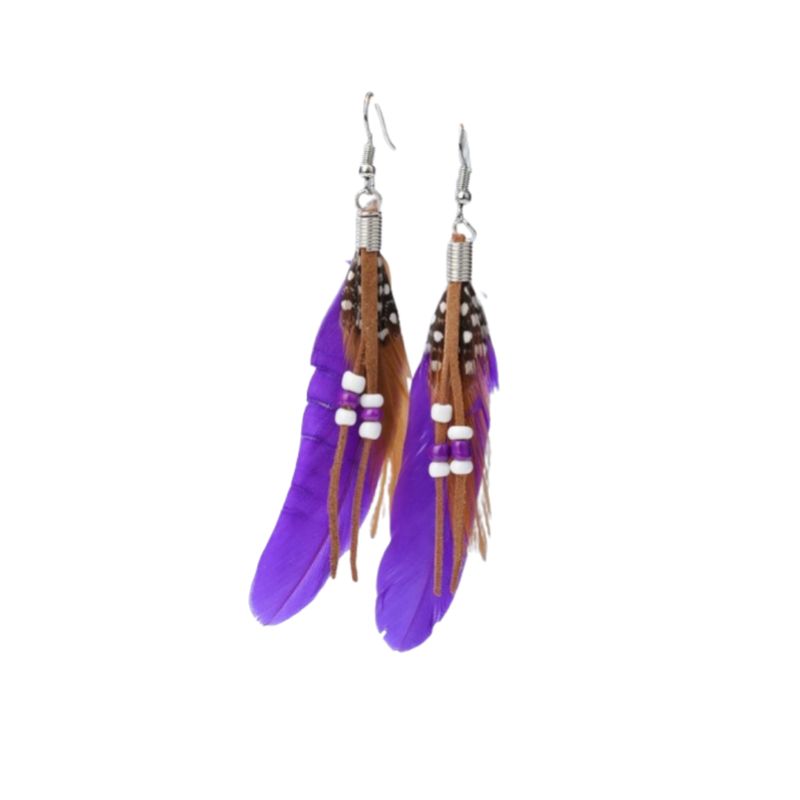GENERICO - Pendientes largos con diseño de pluma.-