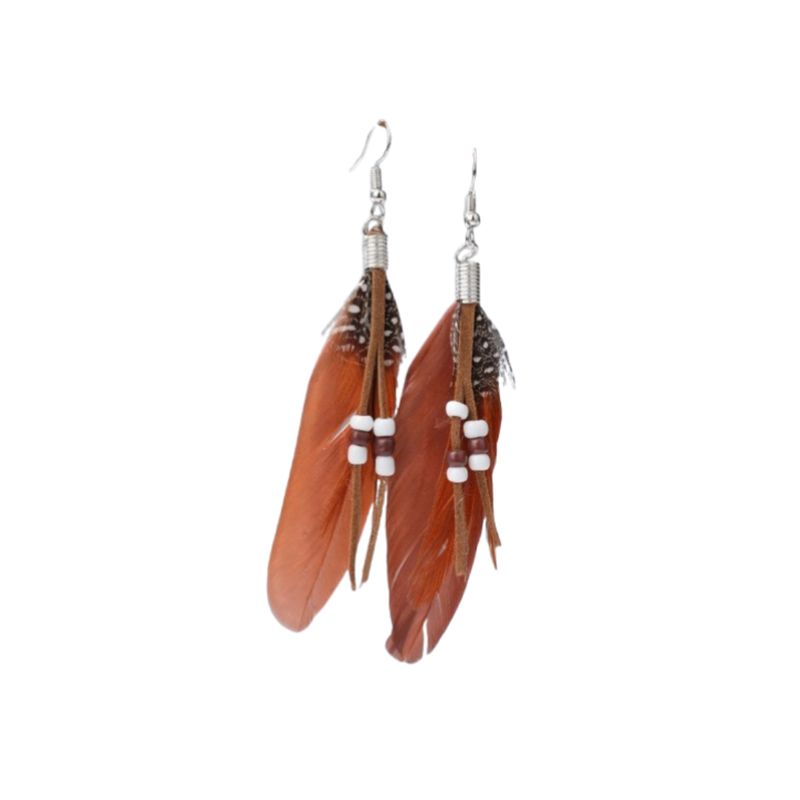 GENERICO - Pendientes largos con diseño de pluma.-