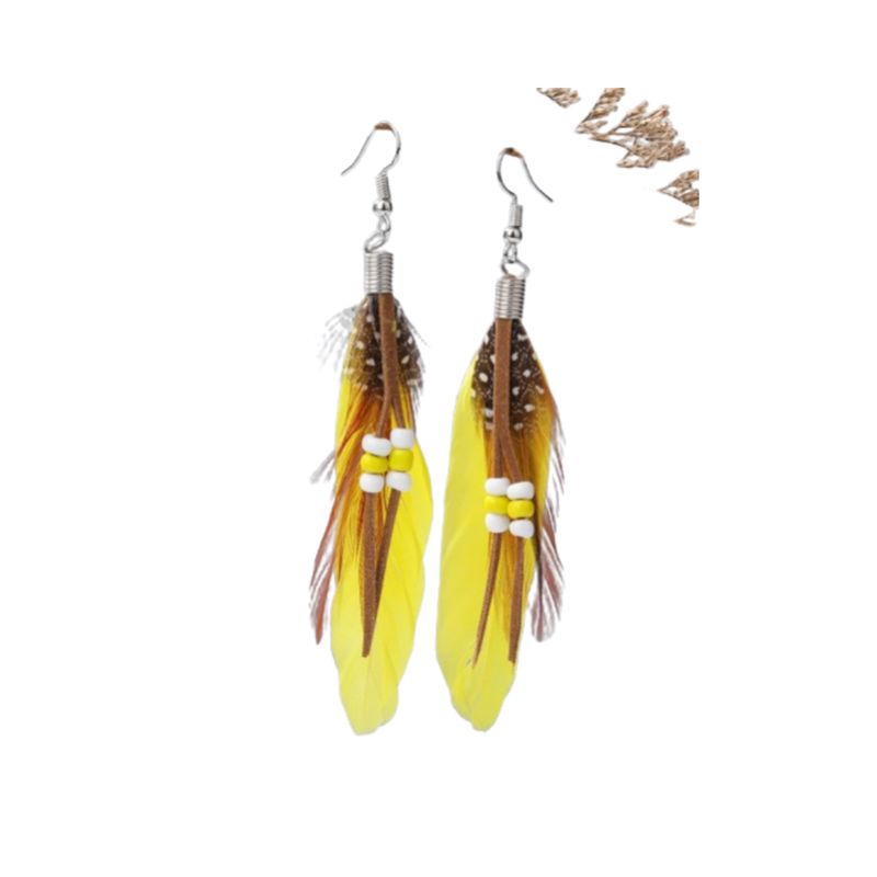 GENERICO - Pendientes largos con diseño de pluma.-