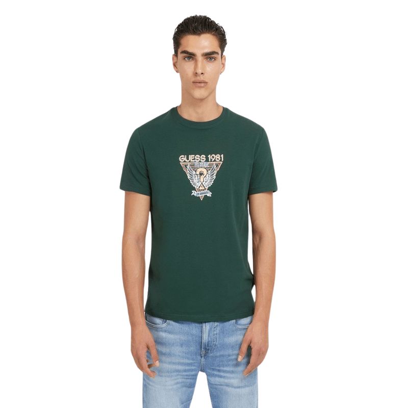GUESS - Polera Ss Cn Guess Wings Logo Tee Verde Guess