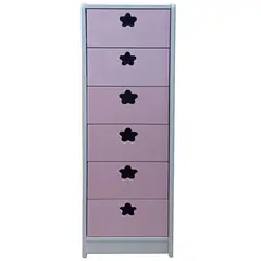 MUEBLES KIDS - Cajonera SLIM 6 cajones rosada flor